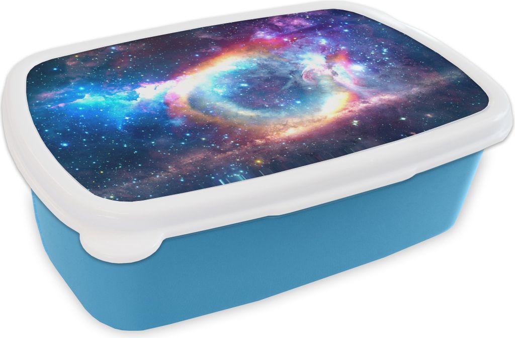 KitchenYeah Lunchbox Brotzeit Brotdose 17x11 cm Weltraum - Regenbogen - Sterne Kinder Brotzeitdose - Lunch - Kunststoff - Brotbüchse - Sandwich...