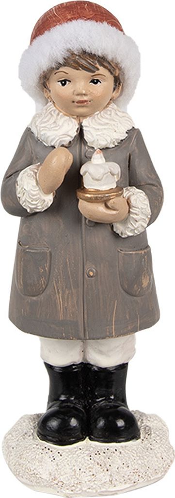 Clayre & Eef Figur Kind 14 cm Grau Polyresin