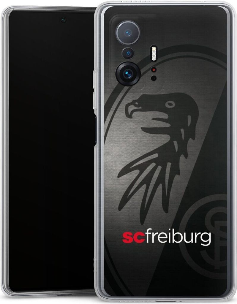 DeinDesign Handyhülle für Xiaomi 11T 5G Silikon Hülle Case Smartphone Schutzhülle Metallic Look Offizielles Lizenzprodukt SC Freiburg