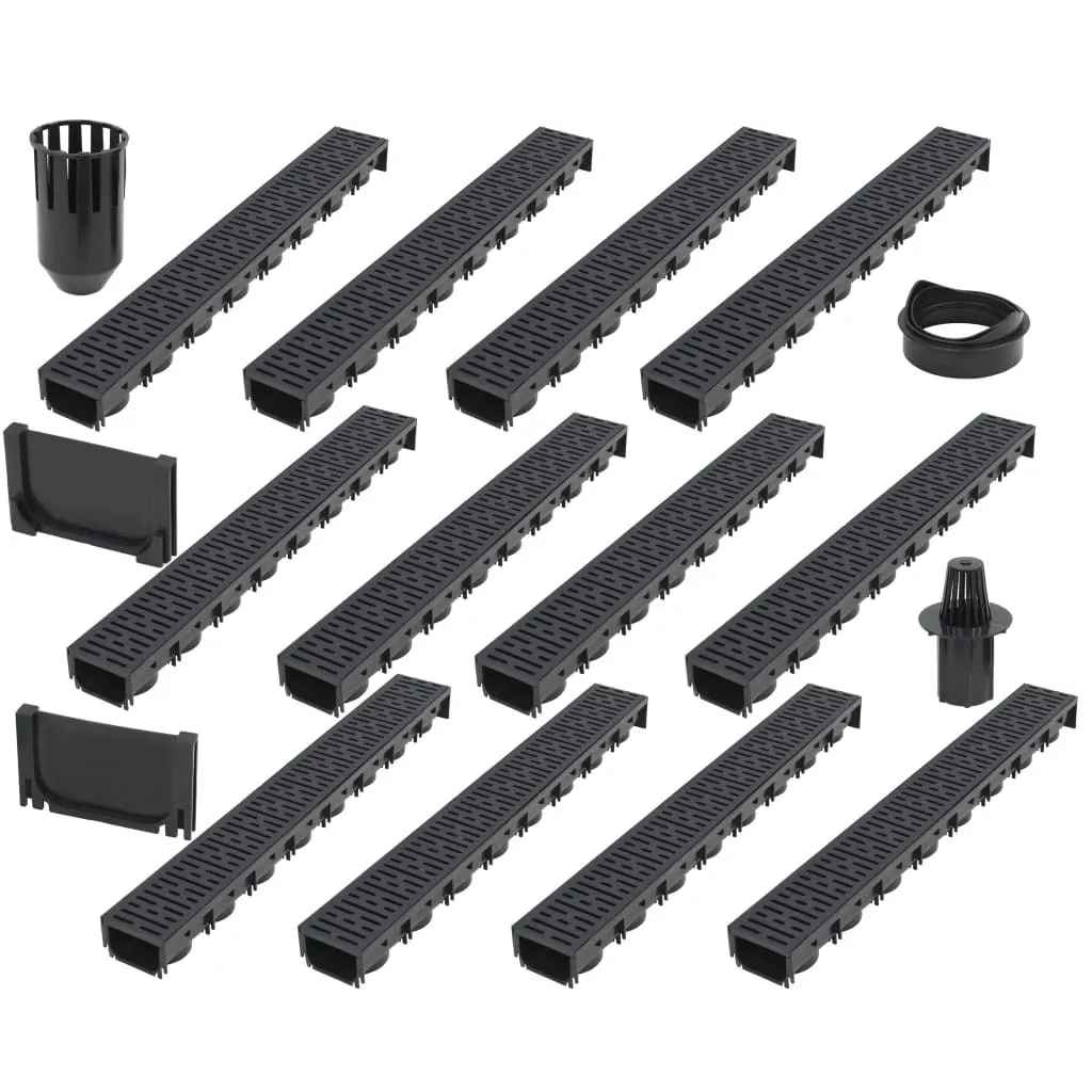 Canaux de drainage 12 pcs en plastique résistant pour extérieur - 12m