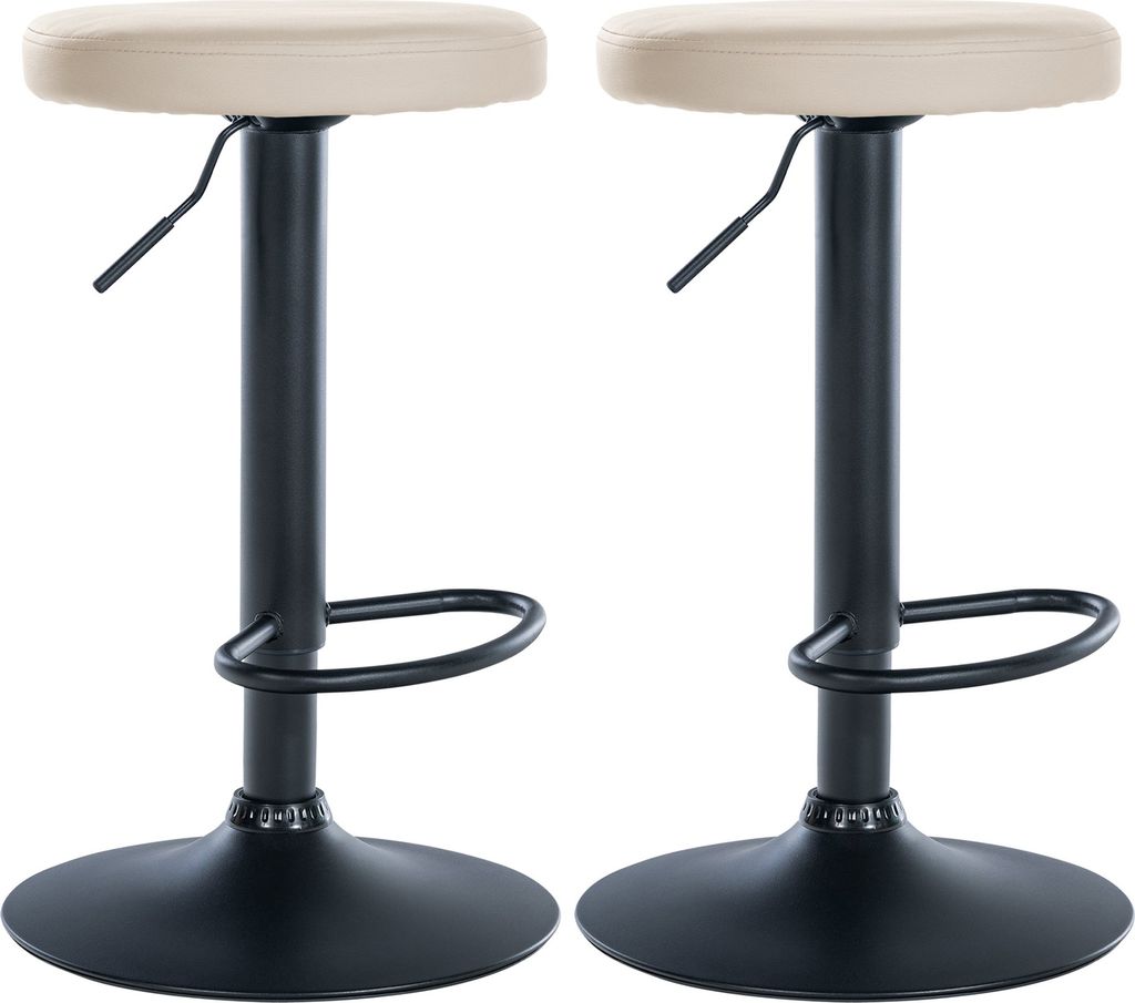 2er Set Barhocker HLO-CP290 Kunstleder schwarz creme
