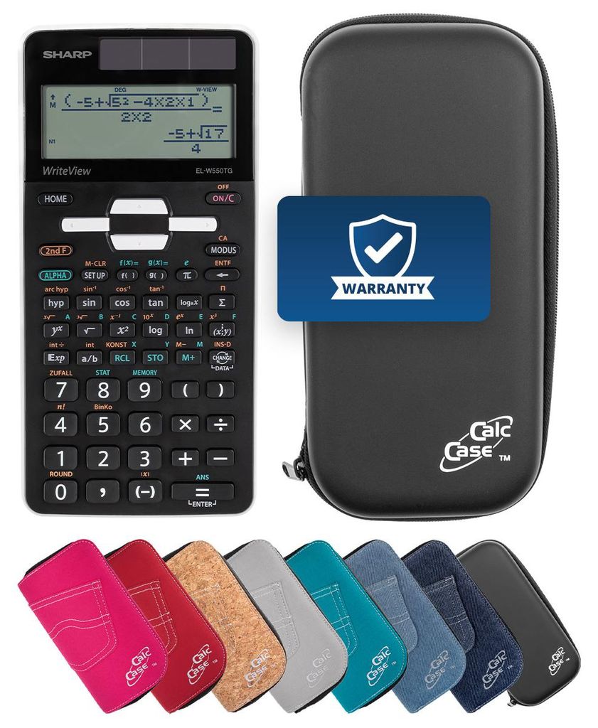 Sharp EL-W550TG Taschenrechner mit Schutztasche in schwarz