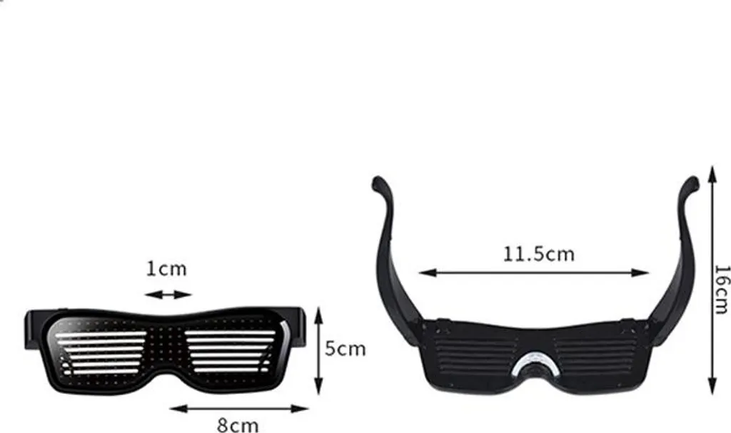 INF Lunettes LED Bluetooth Personnalisables - Effets Lumineux RVB