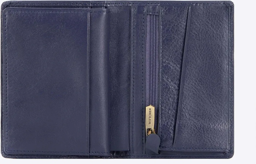 Portefeuille Wittchen en cuir bleu marine avec protection RFID pour homme