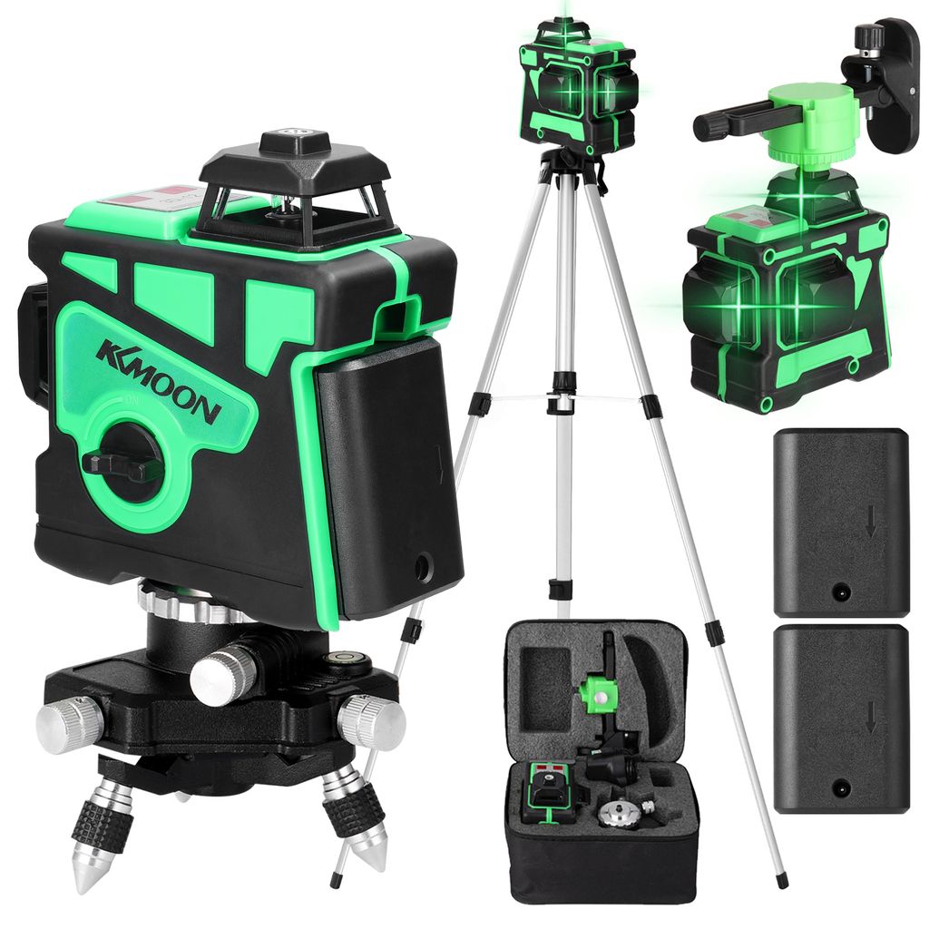 Multifunktionales, 3D-Laser-Level-Tool mit 12 Linien, vertikale horizontale Linien, mit 1,5 m 3 hoehenverstellbarem Legierungs-Stativ