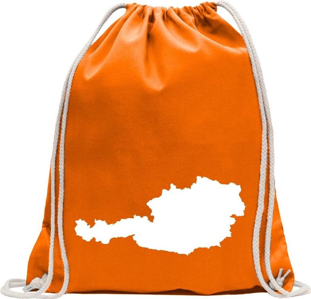 Kiwistar - Turnbeutel - mandarin - Österreich Umriss Kontur - Fun Rucksack Sport Beutel Gymsack Baumwolle mit Ziehgurt