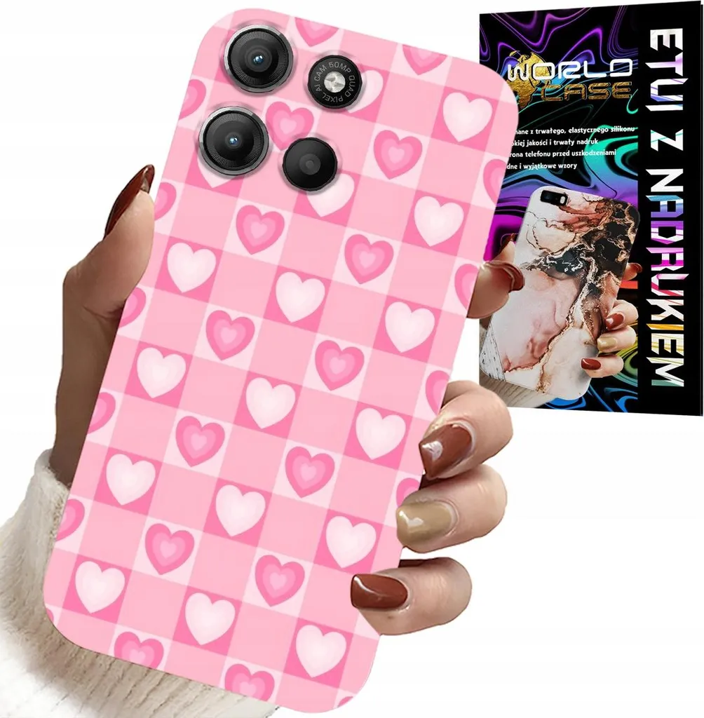 Custodia Motorola Edge 60 5G Rosa Cuori + Pellicola | Cover Antiurto