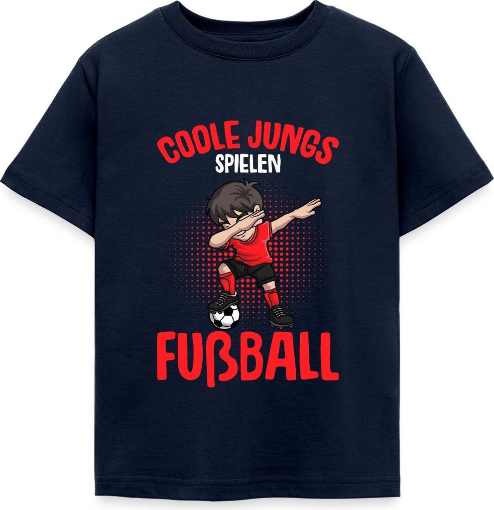 Spreadshirt Coole Jungs spielen Fußball Dab Kinder T-Shirt, 98/104 (3-4 Jahre), Navy