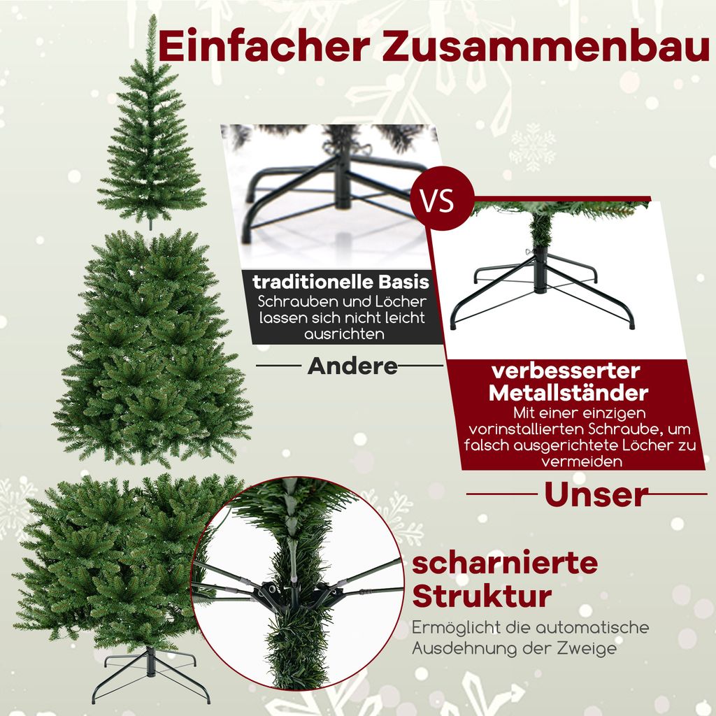 COSTWAY 240 cm Knstlicher Weihnachtsbaum mit Beleuchtung