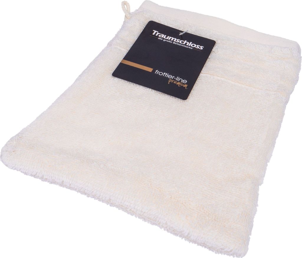 Traumschloss Frottier-Line Premium Waschhandschuh 16 x 21 cm creme 100% ägäische Baumwolle mit 600g/m²