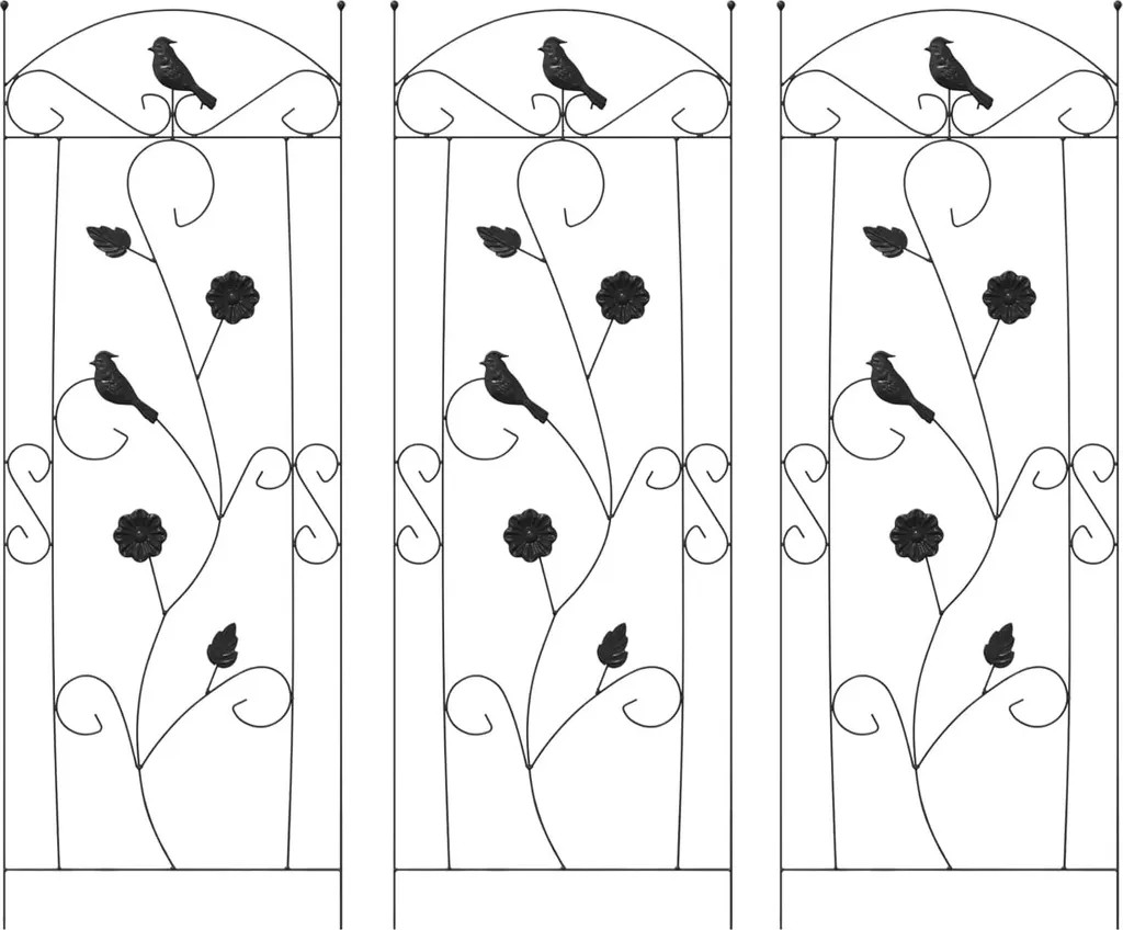 Sécurisez vos massifs avec cette clôture de jardin en acier noir 3pcs