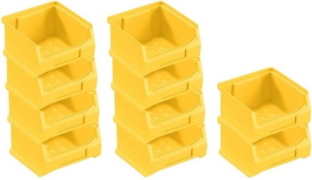 SparSet 10x Gelbe Sichtlagerbox 1.0 | HxBxT 6x10x10cm | 0,4 Liter | Sichtlagerbehälter, Sichtlagerkasten, Sichtlagerkastensortiment, Sortierbehälter