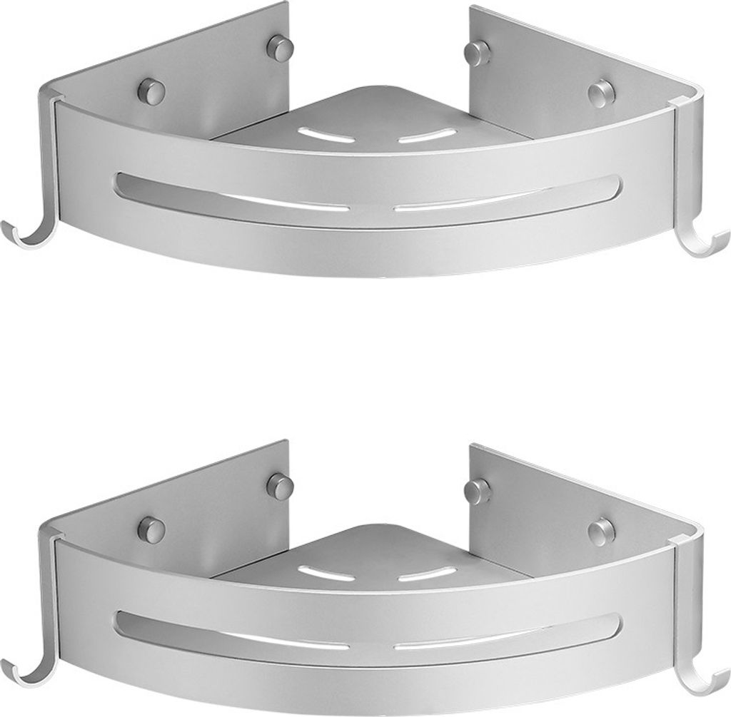 2-Schicht Silber Badezimmer Eckregal Korb Dreieck Rack Organizer Duschablage Seife Korb Bad Dreieck Rack aus Raum Aluminium