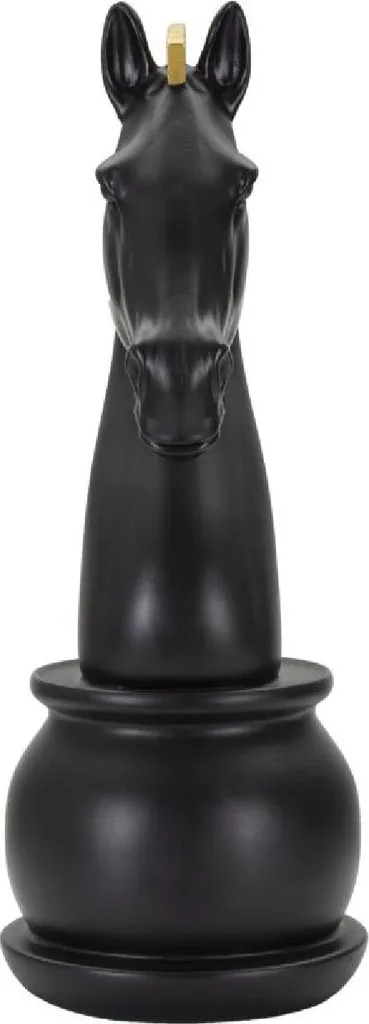 Objet Déco Échecs Cavalier 50 cm Noir Or pour Salon et Bureau Chic - 3