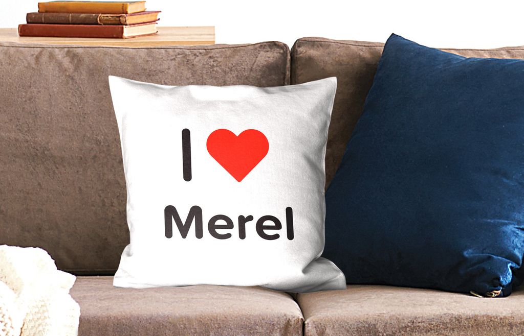 MuchoWow Zierkissen Sofakissen Wohnzimmer Dekokissen 45x45 cm Ich liebe - Merel - Mädchen - Schlafpolster - Polster für das Sofa