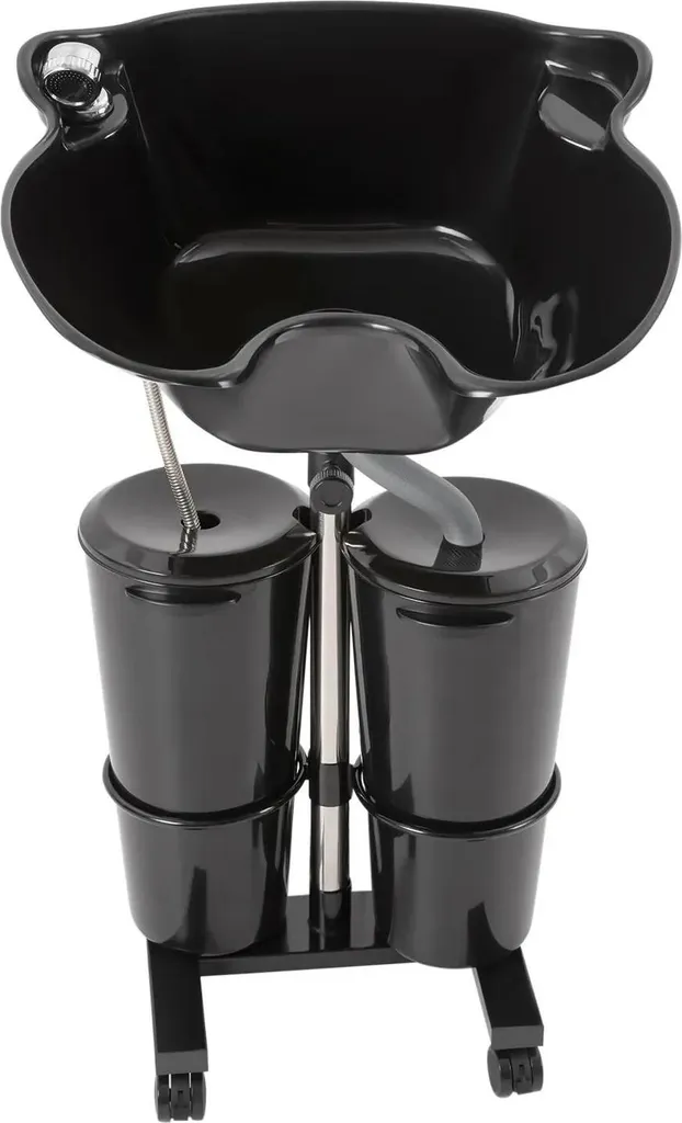 Bac à shampoing double réglable noir pour salon de coiffure moderne