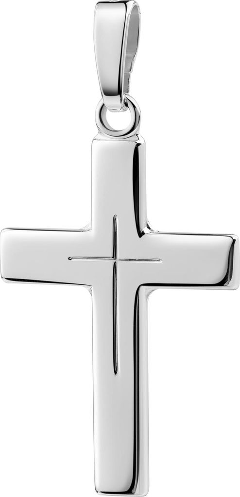 Kreuz Anhänger 925 Silber mit Kreuz in Kreuz in hochglanz