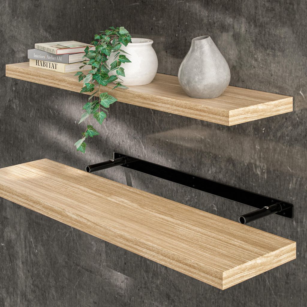 CASARIA® Étagère murale flottante chêne 90 cm MDF robuste Image du produit 