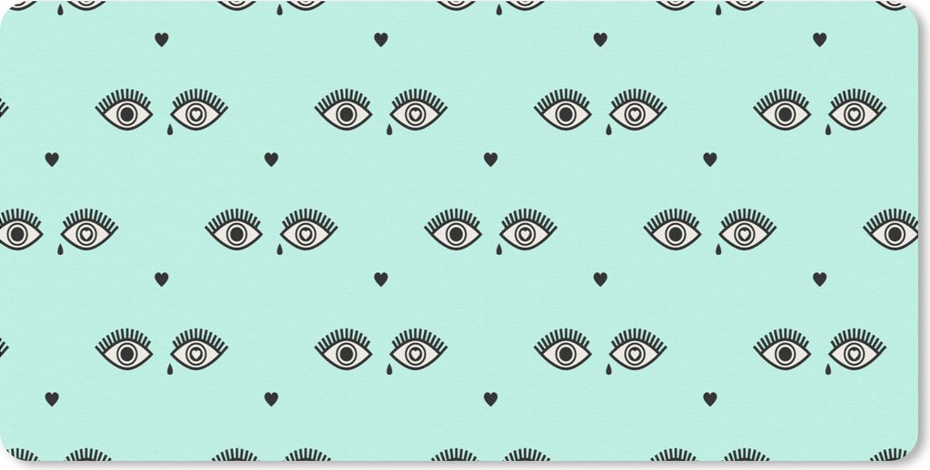 MuchoWow Mauspad Mousepad Mädchen - Augen - Herzen - Muster - Mädchen - Kinder - Kinder 60x30 cm - Mousepads - Maus Mat - Pad - Mausunterlage -...