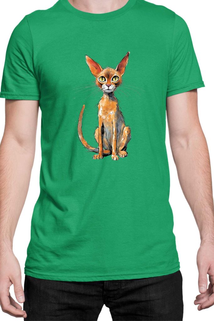 Herren T-Shirt Funny Cats Breeds Abyssinian Cat 006, Man 2XL / Grün