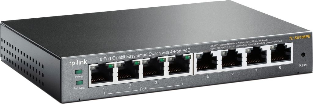 TL-SG108PE - 8-Port Gigabit managed POE+ Switch Netzwerk-Switch