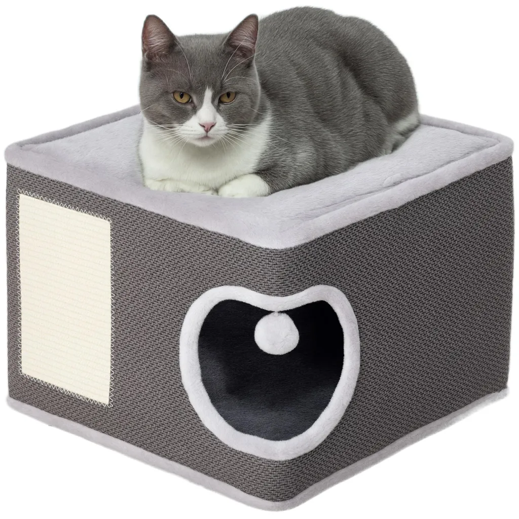 Arbre à chat tour à griffer grise en sisal avec plateforme de repos 45cm