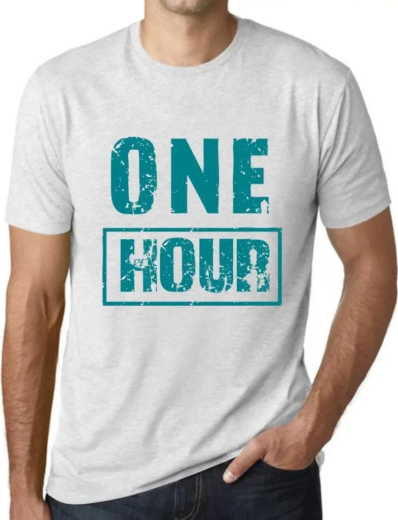 Herren Grafik T-Shirt Eine Stunde – One Hour – Öko-Verantwortlich Vintage Jahrgang Kurzarm Lustige Druck Geburtstag Geschenk Mann