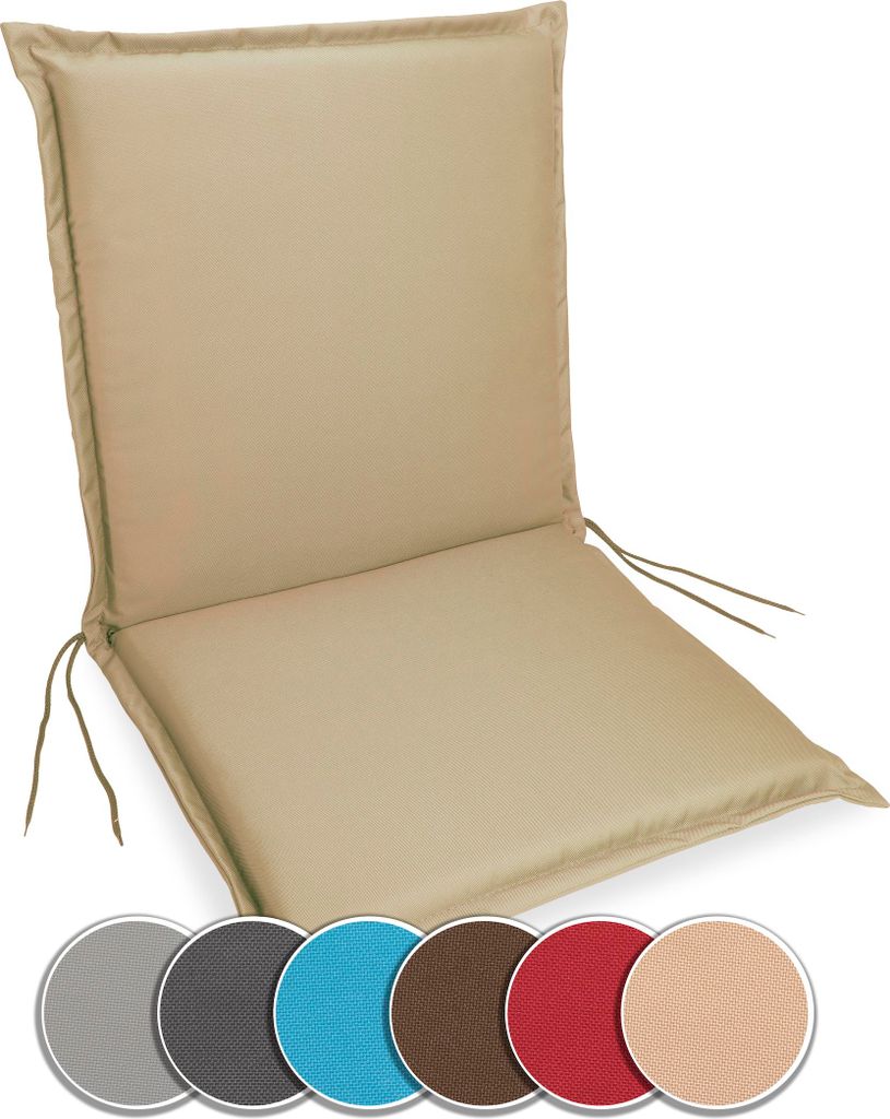 sunnypillow 1 Stück Gartenstuhlauflage 100 x 50 extra dick 9cm Niedriglehner Auflage waschbar wasserdicht Polsterauflagen Outdoor Stuhlauflage Pol...