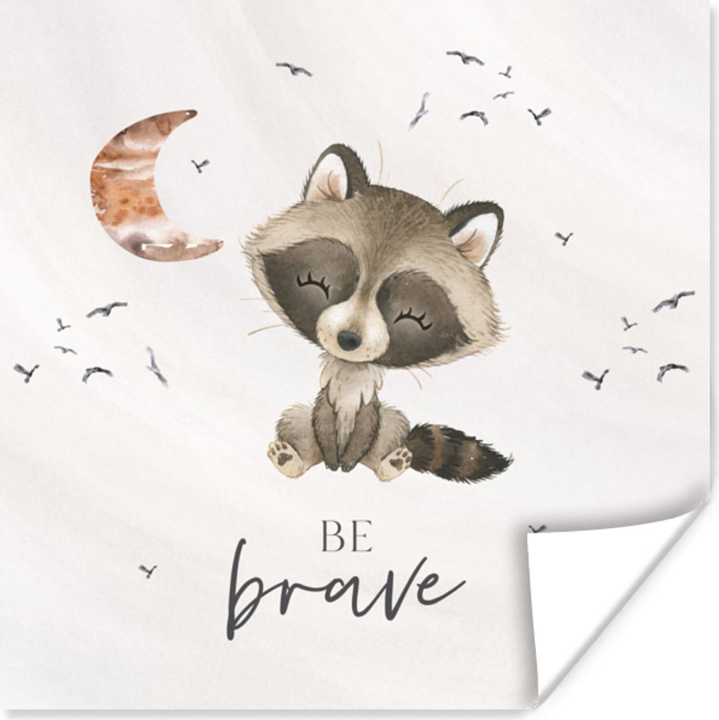 MuchoWow Poster Aquarell - Sei mutig - Zitate - Kinder - Jungen - Mädchen 50x50 cm - Wohnzimmerdekoration