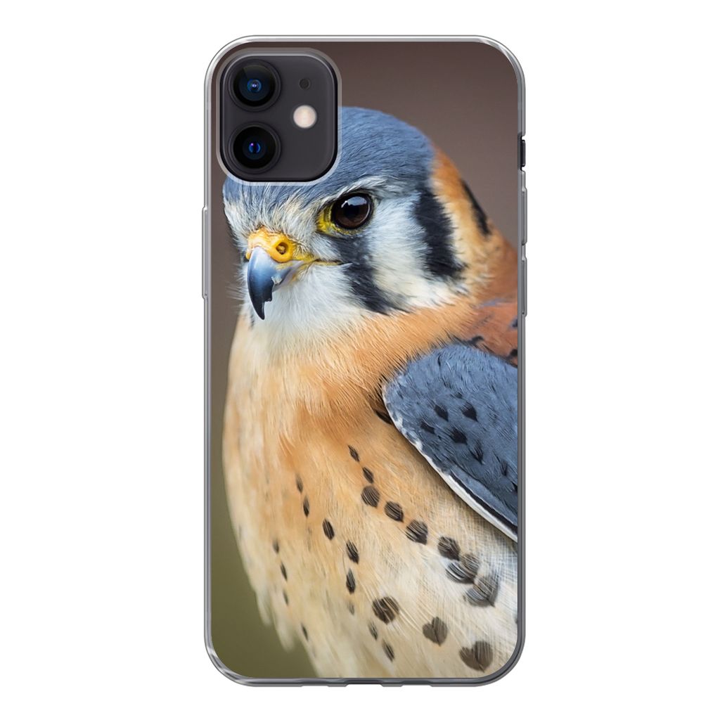 MuchoWow Handyhülle Schutzhülle Hülle für iPhone 12 mini Vogel - Makro - Blau Silikon Softcase Handy Hülle - Bild