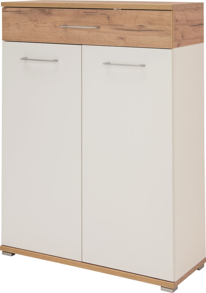KADIMA DESIGN SALZACH Schuhschrank Schuhablagen Schuhkommode Schuhregal Weiß/Holz 89 x 118 x 37