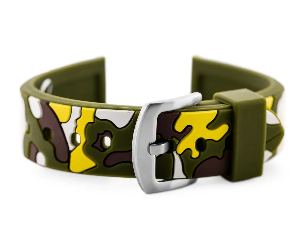Bracelet sport 20mm Olive Jaune pour montre U13 idéal outdoor