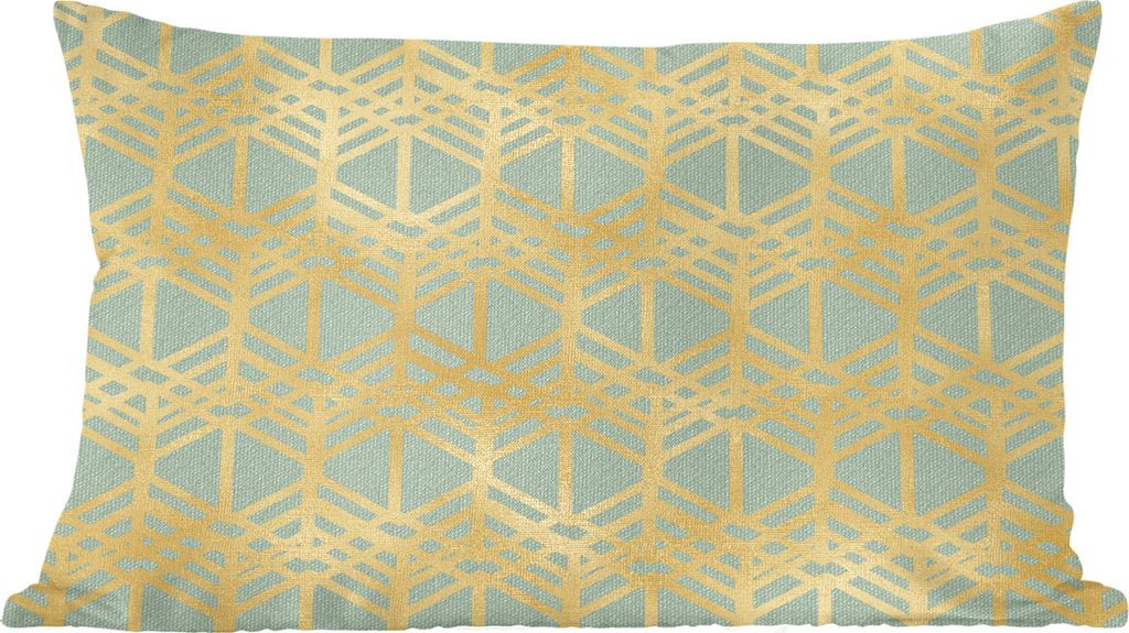 MuchoWow Zierkissen Sofakissen Wohnzimmer Dekokissen 50x30 cm Muster - Grün - Gold - Luxus - Wohnzimmerdekoration - Polster mit Photo