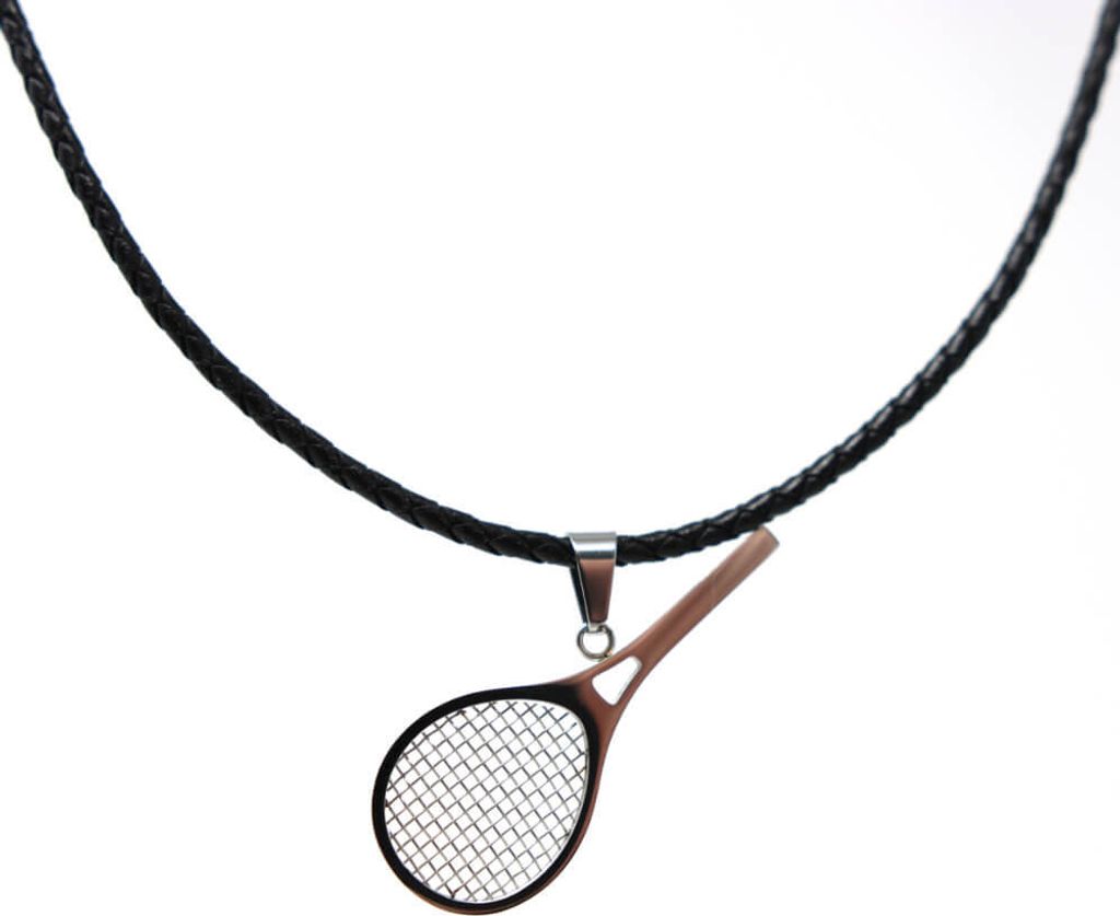 Lederkette Edelstahl 316 TENNISSCHLÄGER 50 cm Lederkette
