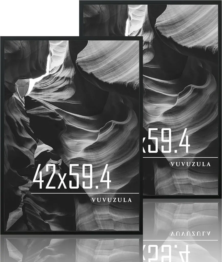 VUVUZULA Set 2 Cornici A2 Legno Nero 42x59,4 cm per Poster e Foto