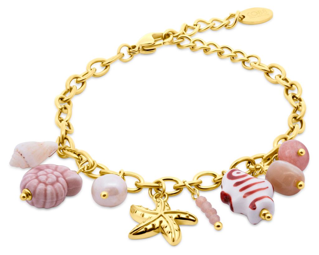 CO88 collection – 8CB-91404 – Armband met zee-bedels – goudkleurig – 17+4 cm