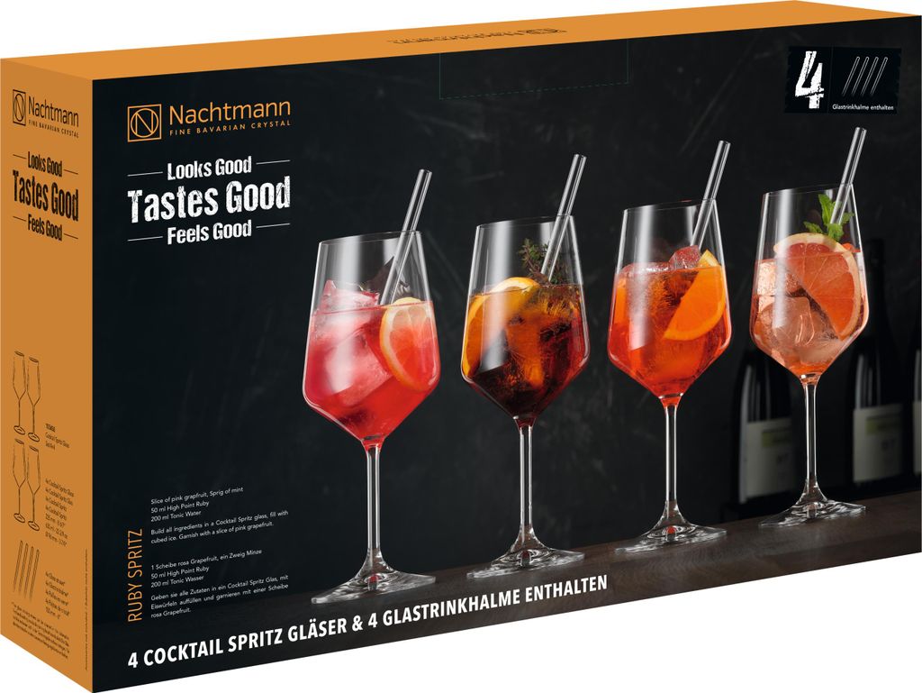 Nachtmann Cocktail/Spritz Set/4 + 4 Glastrinkhalme Imagen del producto 