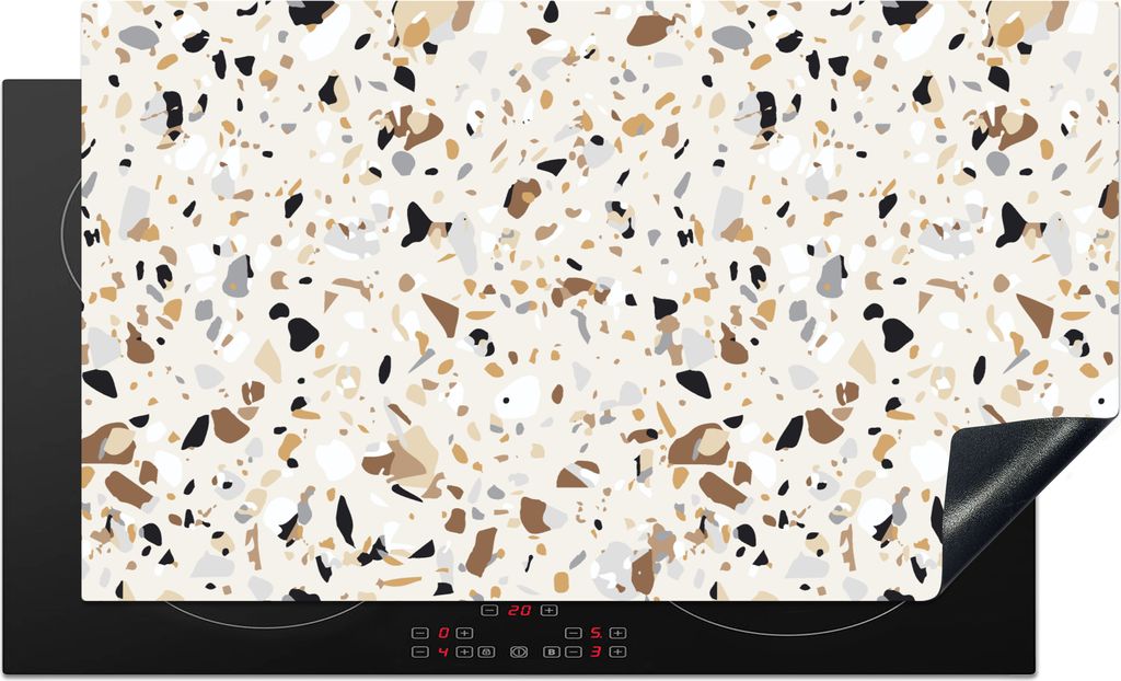 KitchenYeah Herdabdeckplatte Terrazzo - Muster - Gestaltung , 91x52cm, Küche Deko, Glaskeramikfeld Herdabdeckung, Abdeckplatte fùr Kochfeld