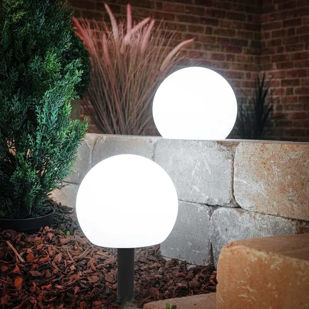 Lampe solaire boule de jardin 20cm déco avec télécommande esotec 102911