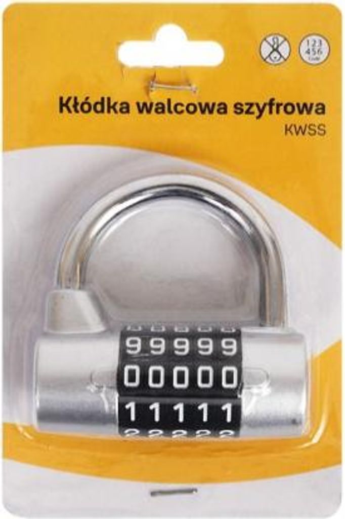 Assa Abloy KWSS-B1-99 Zylinder-Zahlenschloss, silber lackiert, Blister (5-stelliger Code)