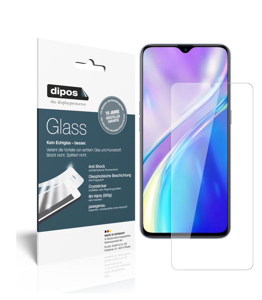 2x Schutzfolie für Oppo Realme XT - Anti-Shock 9H Folie dipos Glass Kunststoffglas