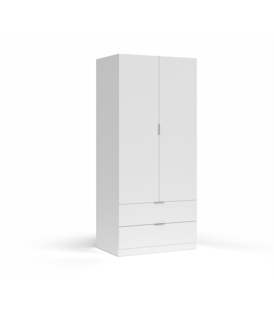 Kleiderschrank 2 Türen - Schlafzimmer Weiß 52x184h cm