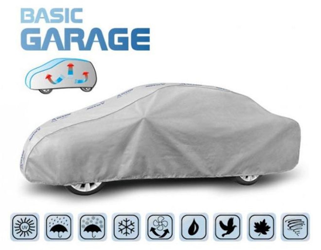 Hochwertige Autoabdeckung Kegel Serie BASIC GARAGE XL für Limousine 472–500 cm