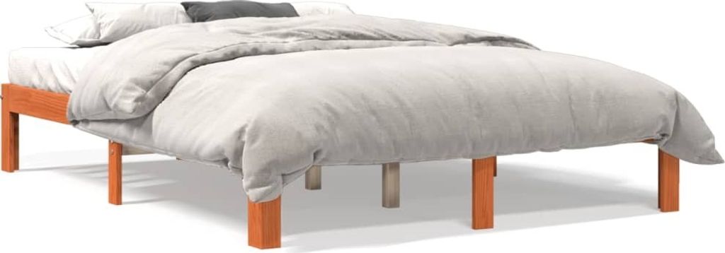 Maison Exclusive - Massivholzbett ohne Matratze Wachsbraun 140x190 cm Kiefernholz
