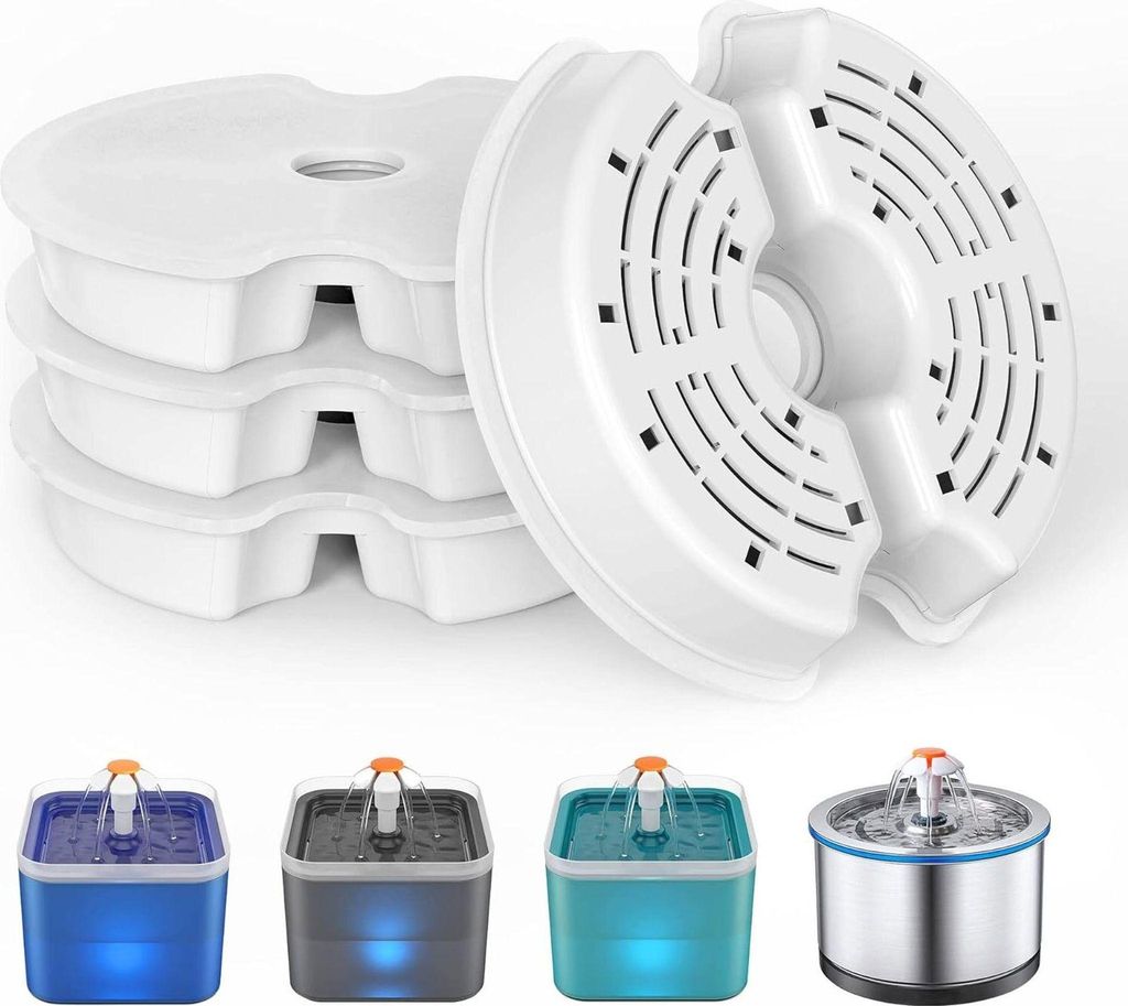 Ersatzfilter für Trinkbrunnen für Katzen und Hunde, Ersatzfilter mit Harz und Aktivkohle für Automatischen Trinkbrunnen Filter, 4 Stück