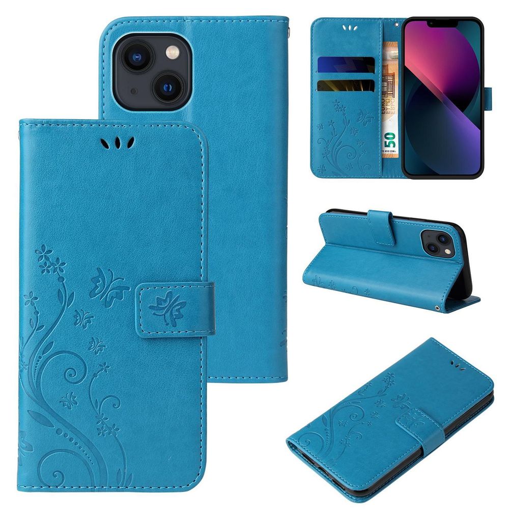 Handyhülle für Apple iPhone 14 Floral Blumen Schmetterling Produktbild 