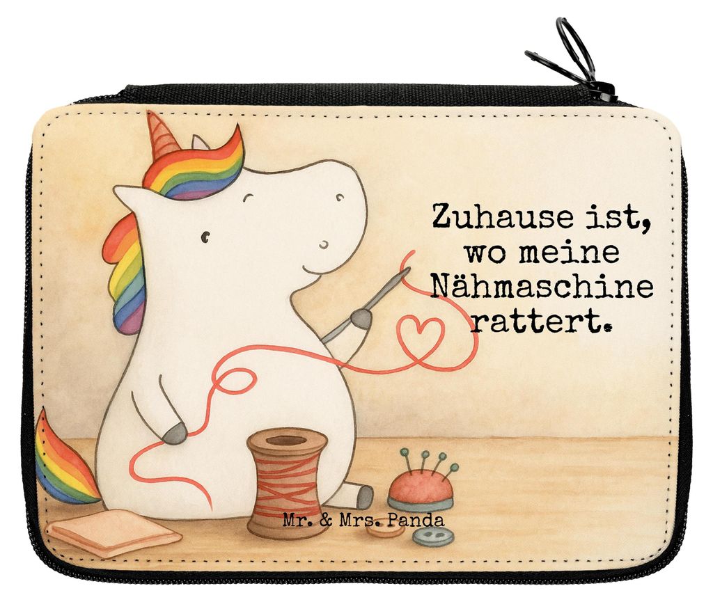 Mr. & Mrs. Panda Federmäppchen Einhorn Näherin Design - Weiß - Geschenk, Stricken, Bleistiftetui, Einhörner, Etui, Federmappe, Basteln, Häkeln...