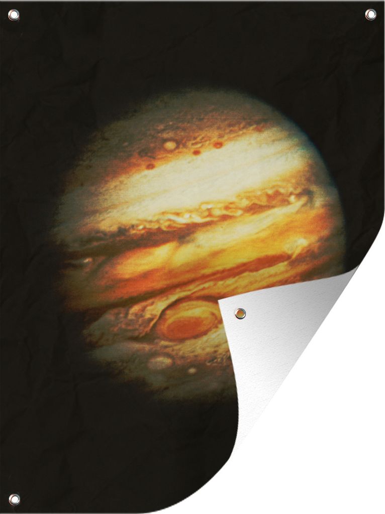 MuchoWow 60x80 cm Outdoor-Poster Gartendeko Sichtschutz Garten Poster für den Garten Der leuchtend farbige Jupiter vor einem schwarzen Himmel