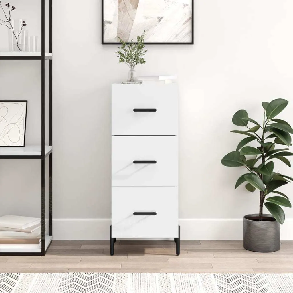SYFAX Credenza Bianco Lucido 34,5x34x90 cm | Mobile Multiuso Salvaspazio - 2
