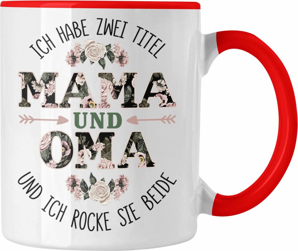 Trendation - Mama und Oma Tasse Geschenk für Oma Weihnachten Geburtstag Lustige Tasse Beste Oma (Rot)